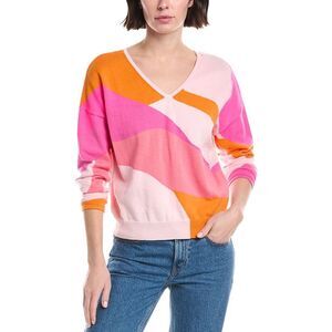 Wispr Womens  Abstract Reversible Silk-Blend Sweater, Pink